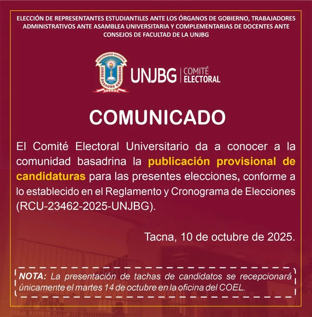 COMUNICADO -  PUBLICACION PROVISIONAL DE CANDIDATURAS